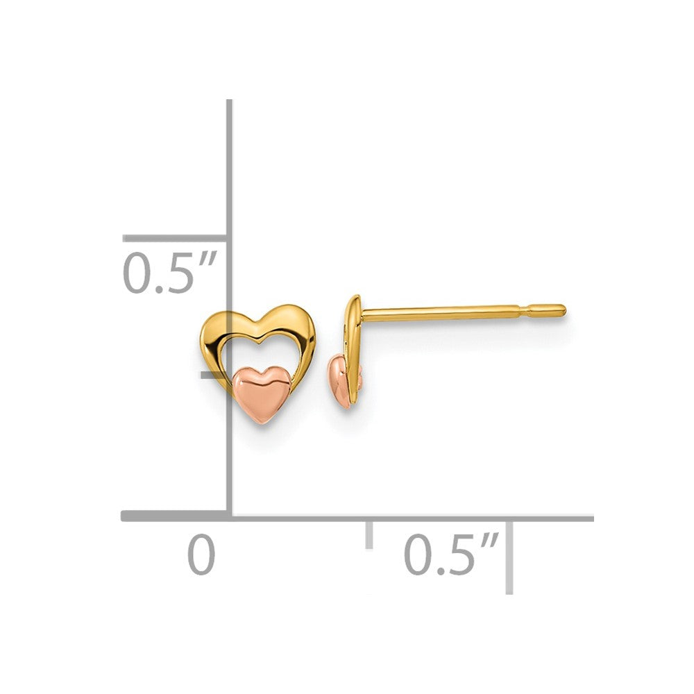 14k Yellow & Rose Gold Madi K Children's Heart Post Earrings
