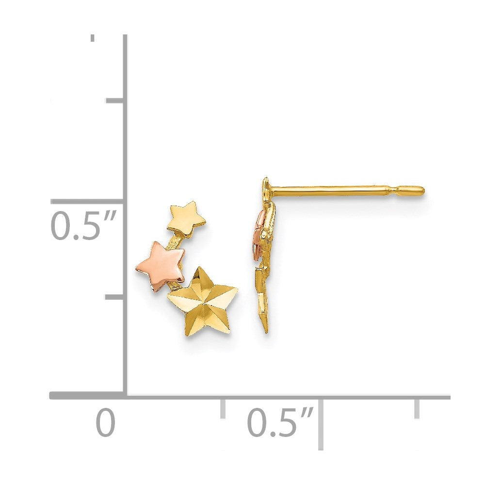 14k Yellow & Rose Gold Madi K D/C Children's Star Post Earrings