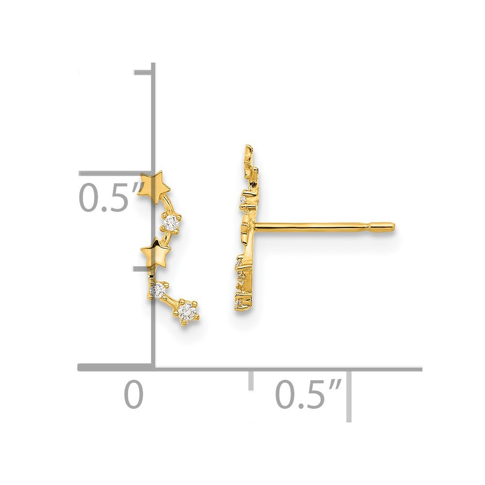 14k Madi K Curved Stars CZ Post Dangle Earrings
