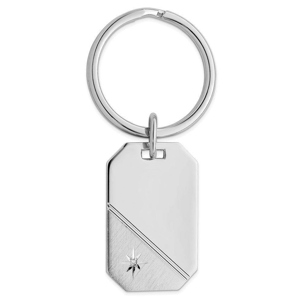 Rhodium-plated Kelly Waters Star Cut .001ct. Diamond Key Ring
