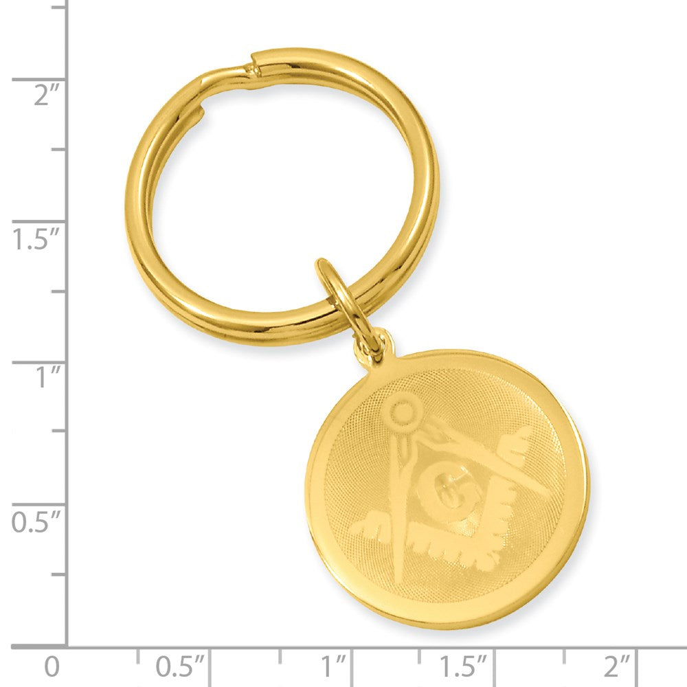 Gold-plated Kelly Waters Round Masonic Key Ring