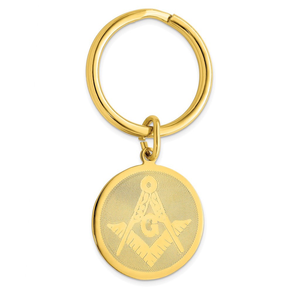 Gold-plated Kelly Waters Round Masonic Key Ring