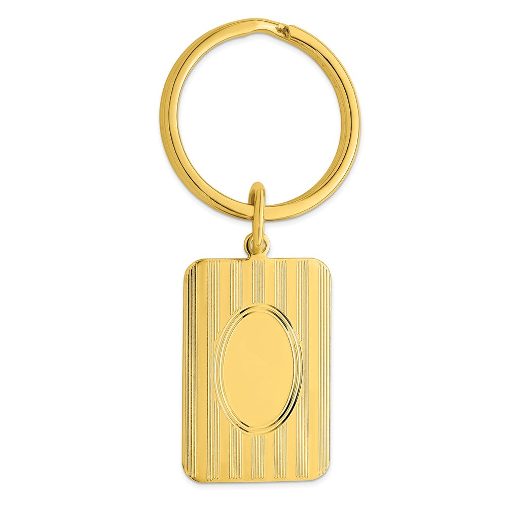 Gold-plated Kelly Waters Horizontal Lines with Engravable Oval Key Ring