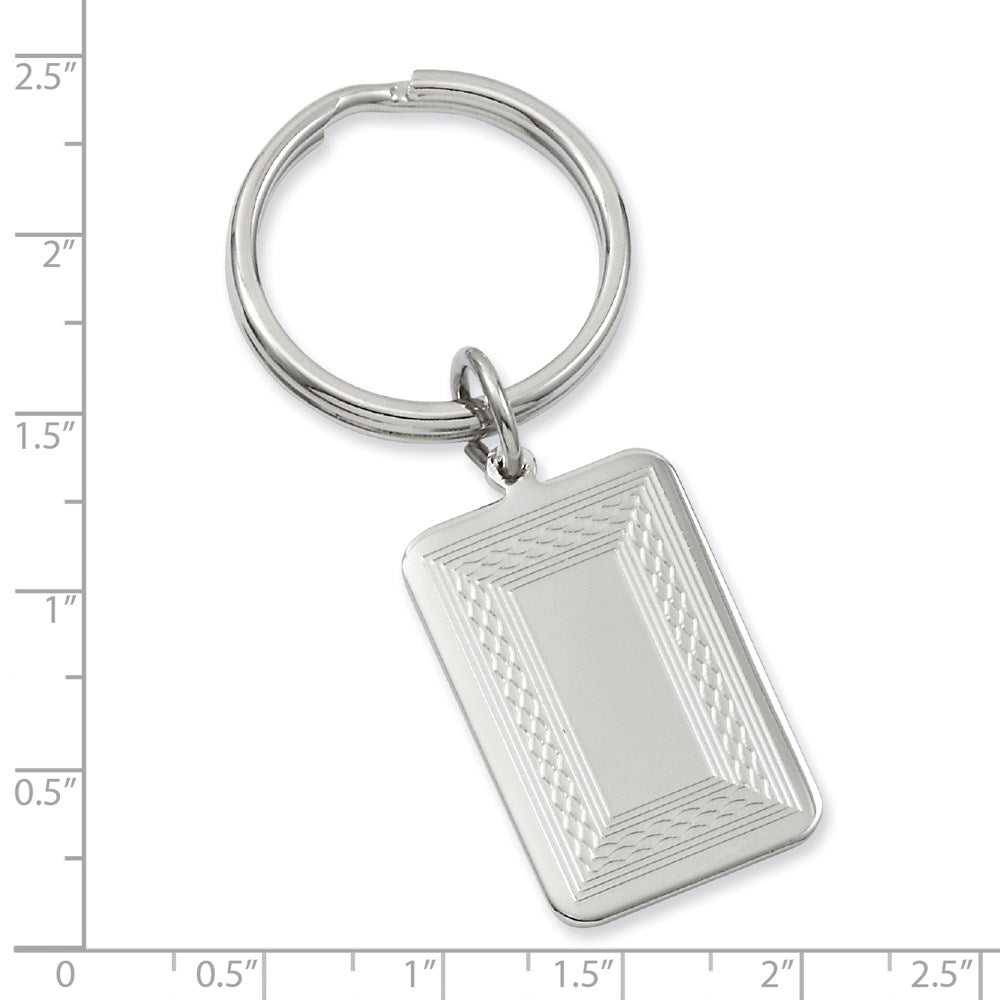 Rhodium-plated Kelly Waters Patterned Border Key Ring