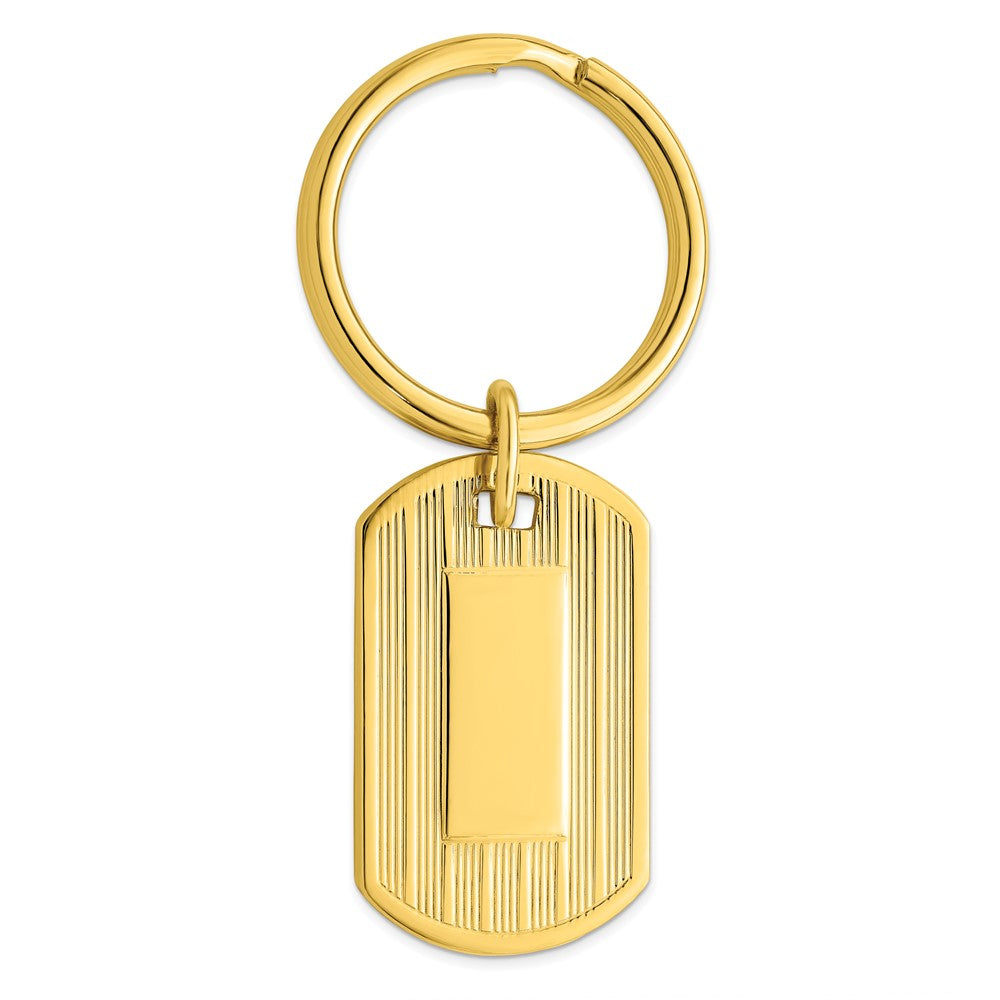 Gold-plated Kelly Waters Etched Lines Key Ring with Engravable Area
