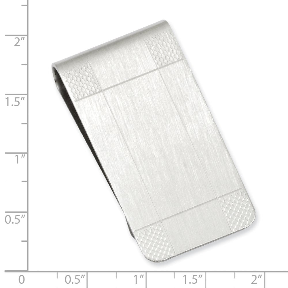 Rhodium-plated Kelly Waters Satin Patterned Corner Money Clip