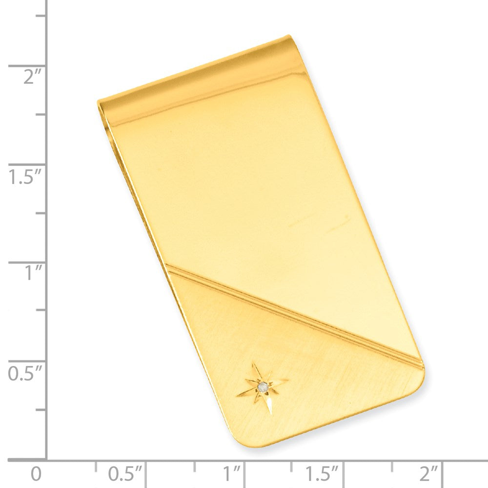 Gold-plated Kelly Waters Star Cut .001ct. Diamond Money Clip