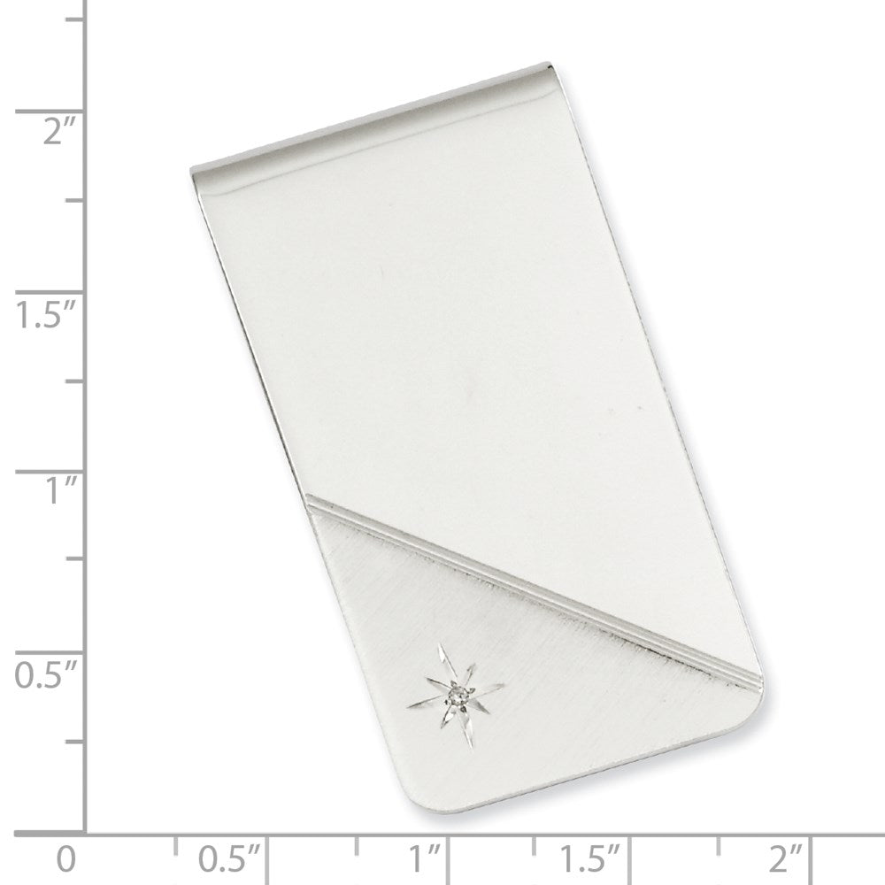 Rhodium-plated Kelly Waters Star .001ct. Diamond Money Clip
