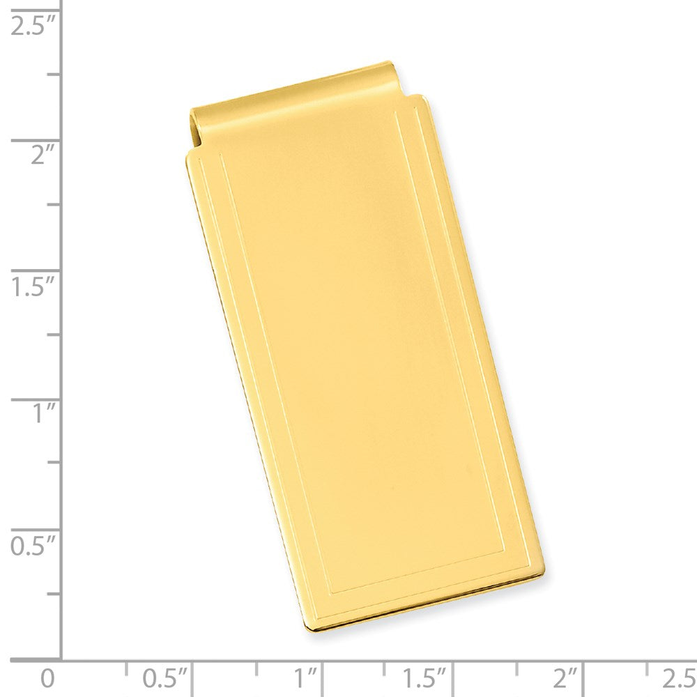 Gold-plated Kelly Waters Engraved Edge Plain Hinged Money Clip