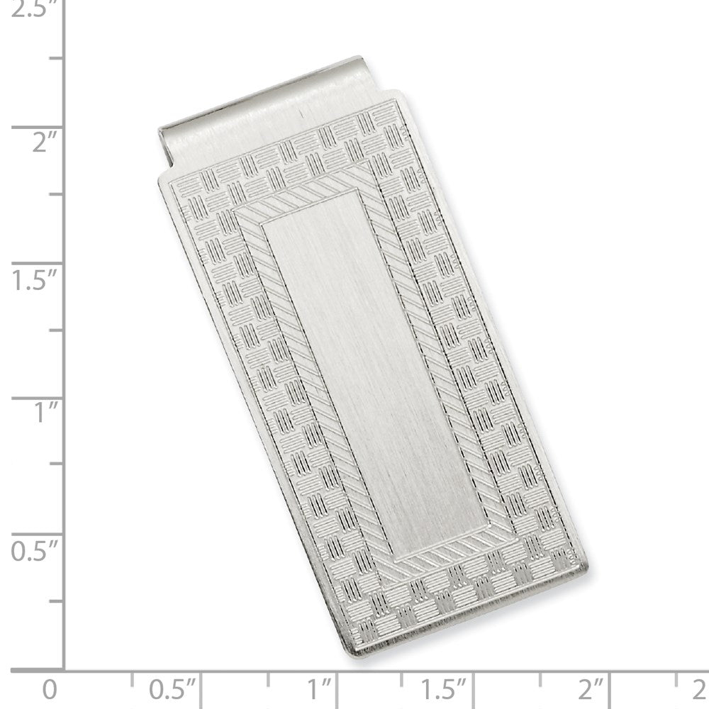 Rhodium-plated Kelly Waters Checkerboard Hinged Money Clip