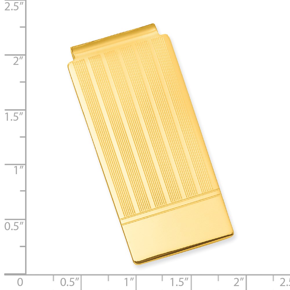 Gold-plated Kelly Waters Etched Lines Hinged Money Clip