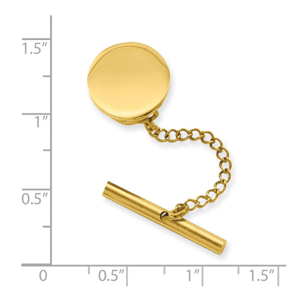 Kelly Waters Gold-plated Polished Round Engravable Tie Tac with Safety Chain