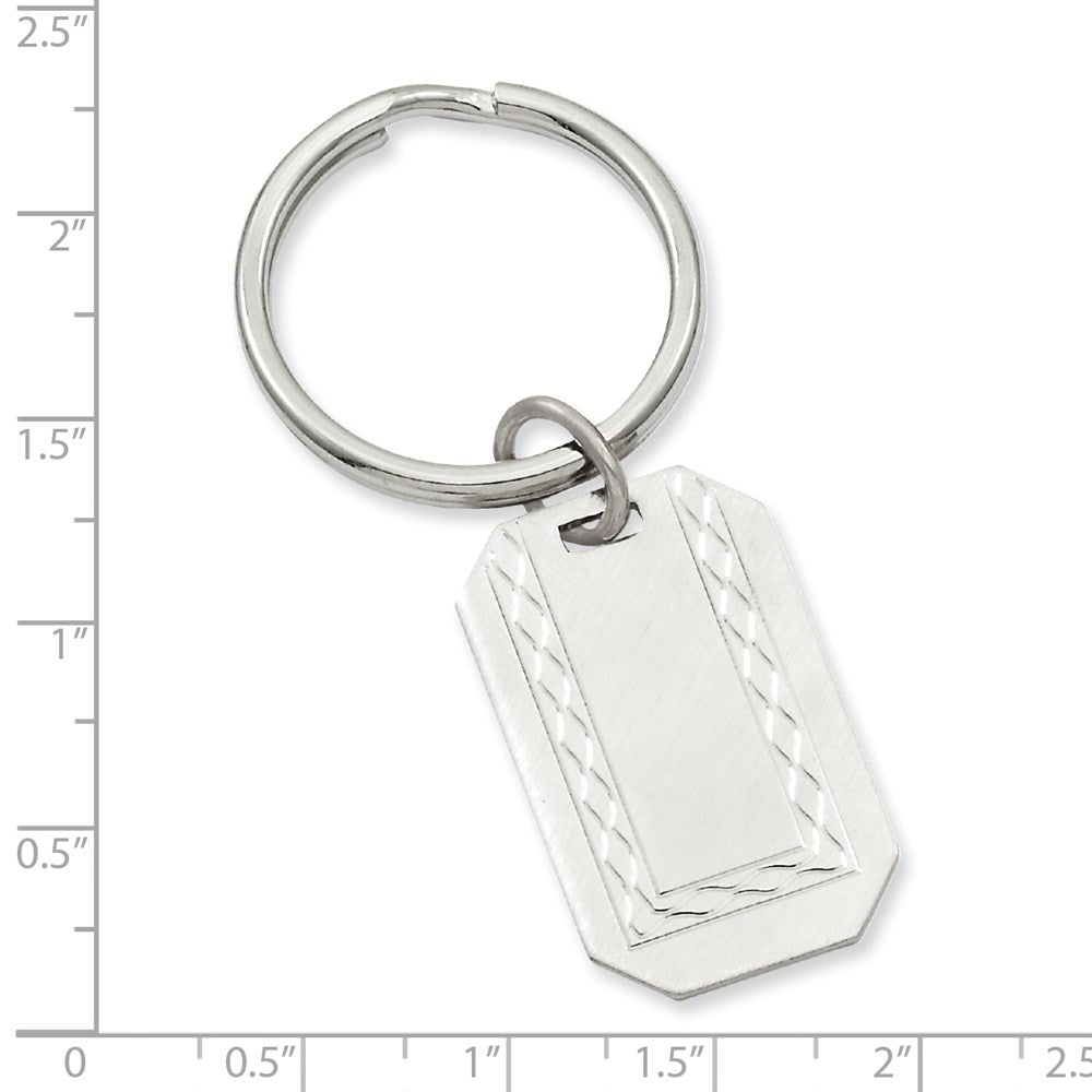 Rhodium-plated Kelly Waters with Engraveable Area Florentine Key Ring