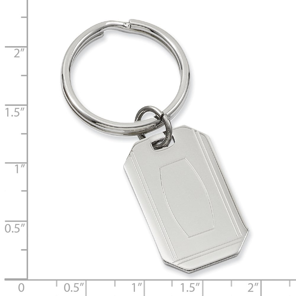 Rhodium-plated Kelly Waters with Engraveable Area Key Ring
