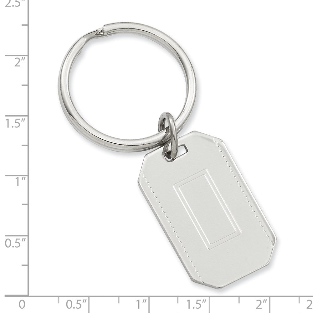 Rhodium-plated Kelly Waters with Engraveable Area Key Ring