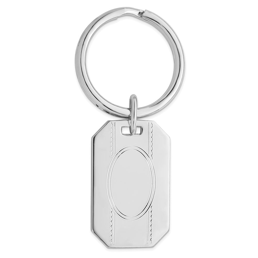Rhodium-plated Kelly Waters with Engraveable Area Key Ring