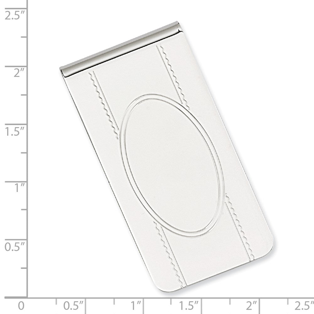 Rhodium-plated Kelly Waters with Engraveable Area Money Clip