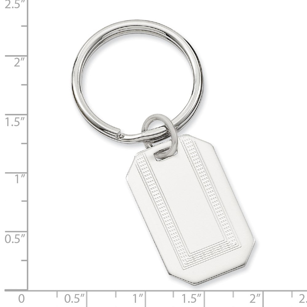 Rhodium-plated Kelly Waters Polished with Engraveable Area Key Ring