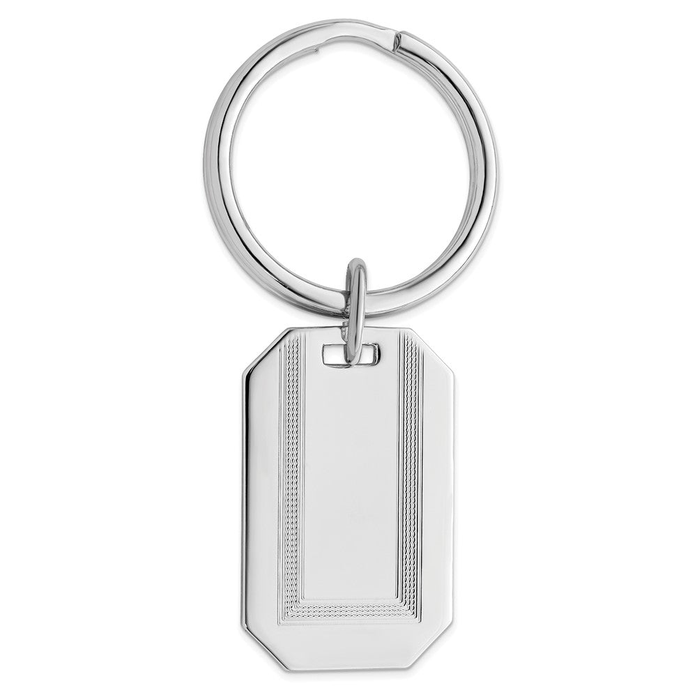 Rhodium-plated Kelly Waters Polished with Engraveable Area Key Ring