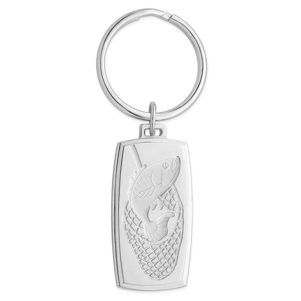 Rhodium-plated Kelly Waters Fish in Net Key Ring