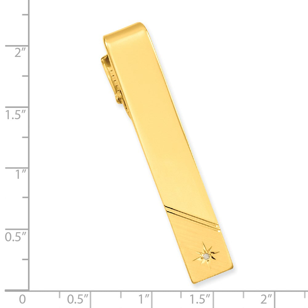 Kelly Waters Gold-plated .01 Ct. Diamond Polished and Satin Tie Bar