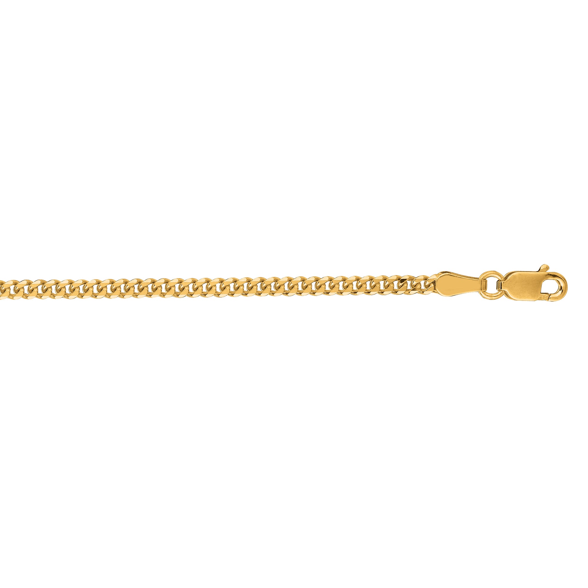 14K Yellow Gold 2.2mm Gourmette 24" Chain with Lobster Lock
