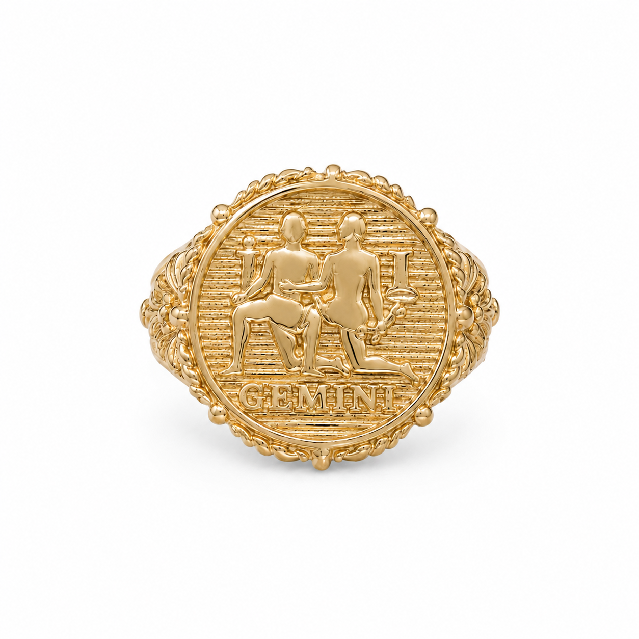 14KT Yellow Gold Gemini Flower Ring [A3P7]