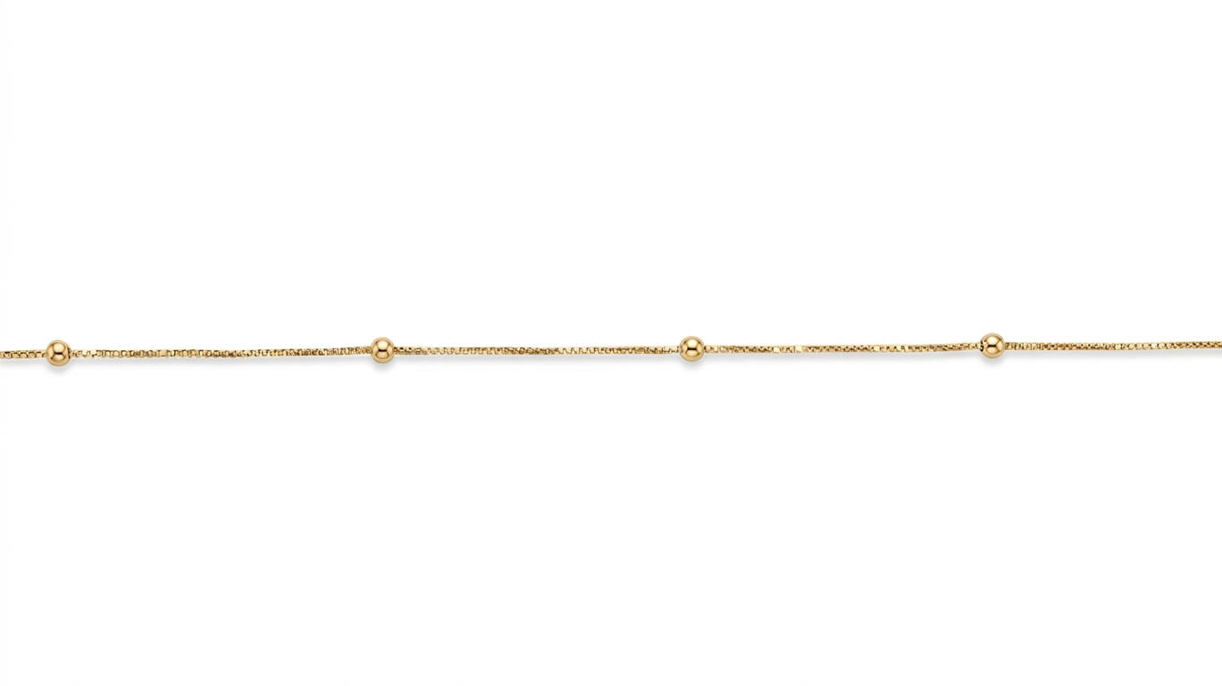 18KT Solid Yellow Gold 3.5 MM Ball Box Necklace