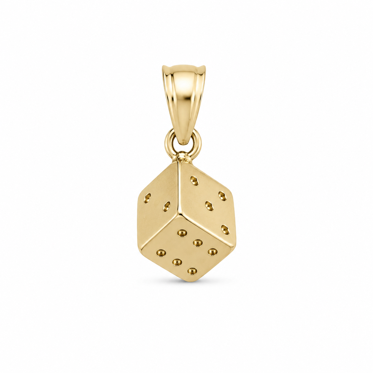 10KT Dice Cube Yellow Gold Pendant [A1B2]Gold