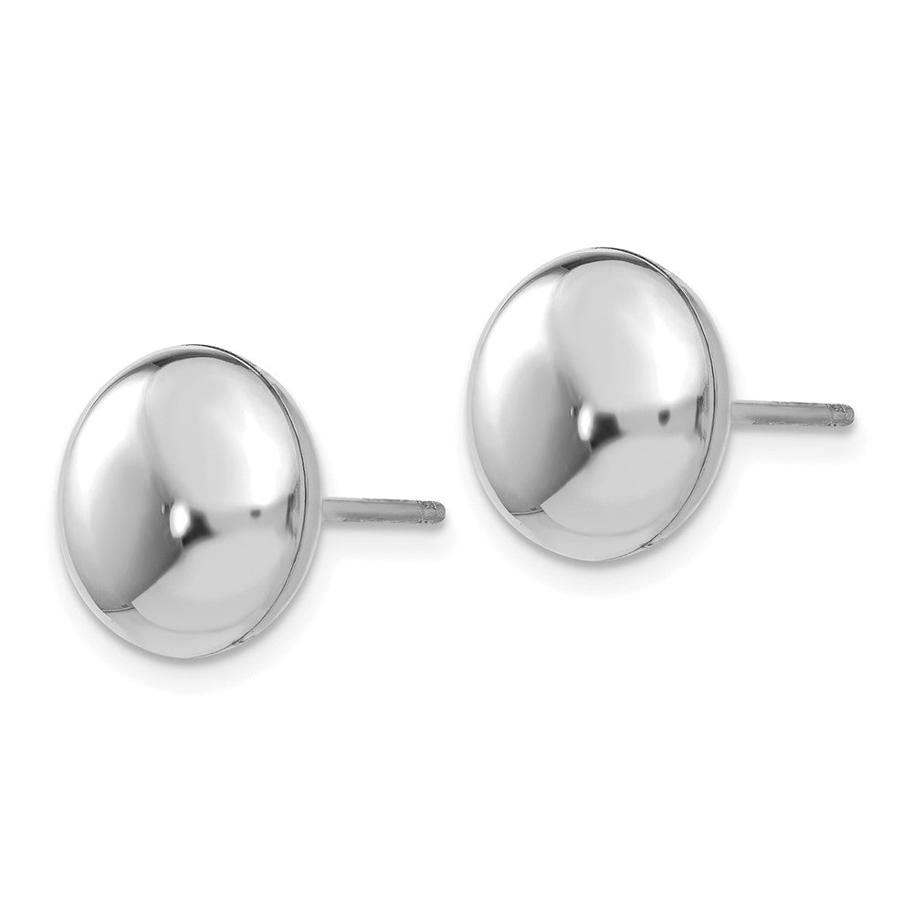 14k White Polished 10.5mm Button Post Earrings