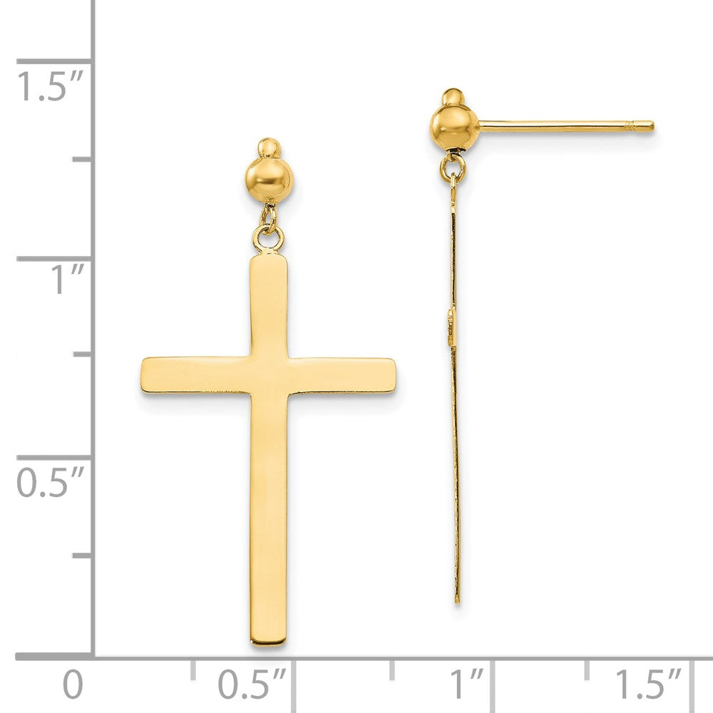 14K Cross Dangle Post Earrings