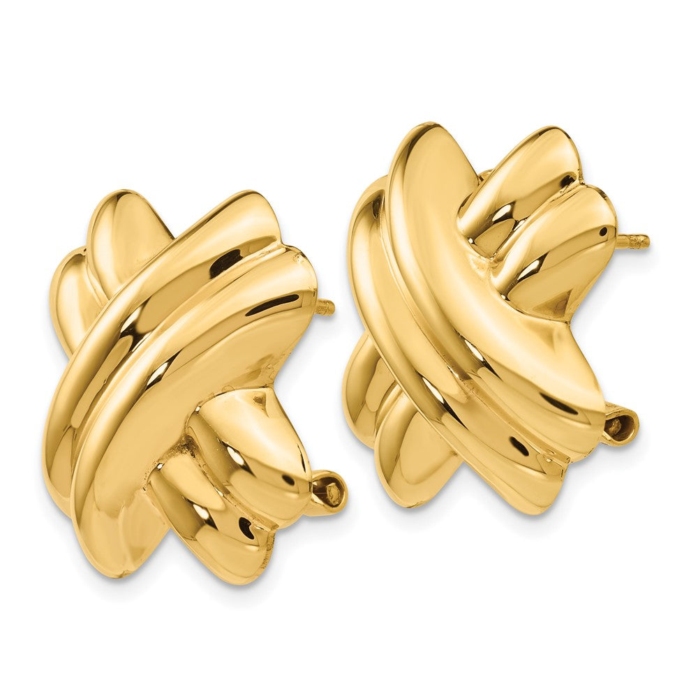14k Polished X Omega Back Post Earrings