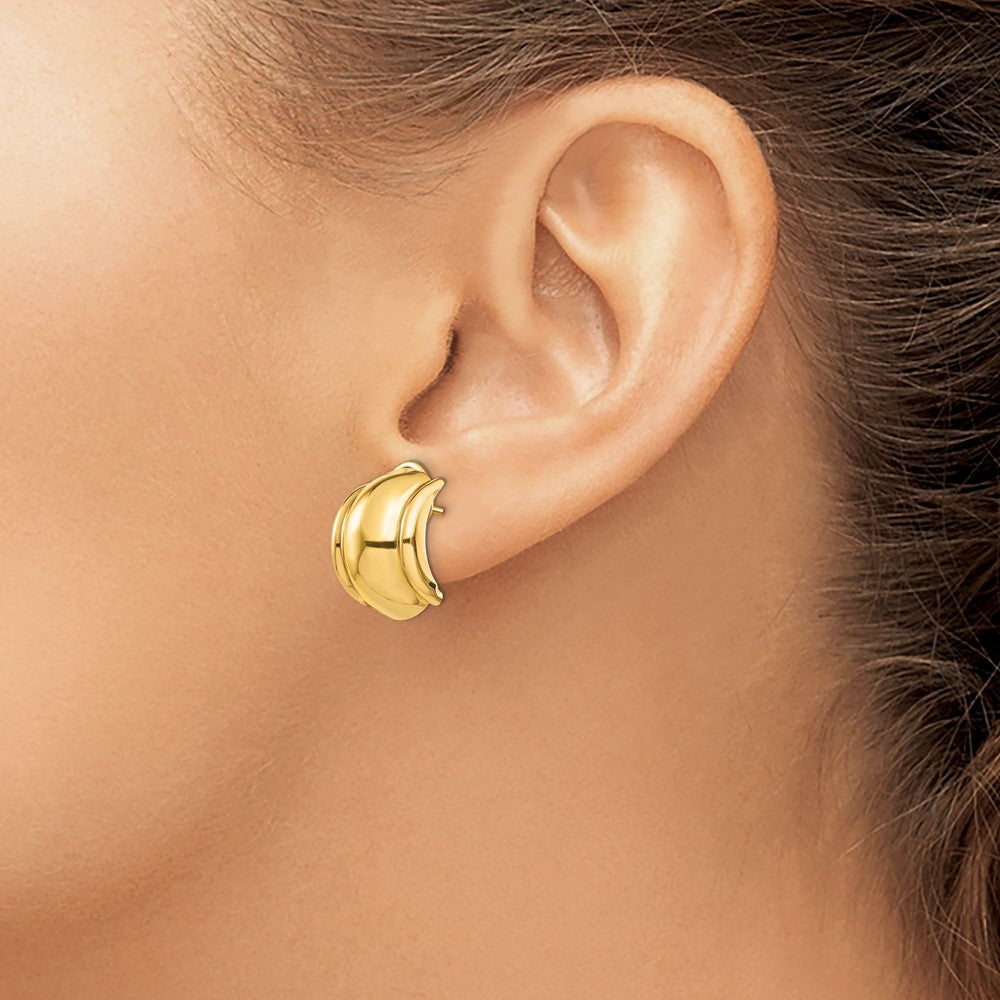 14k Polished Fancy Omega Back Post Earrings