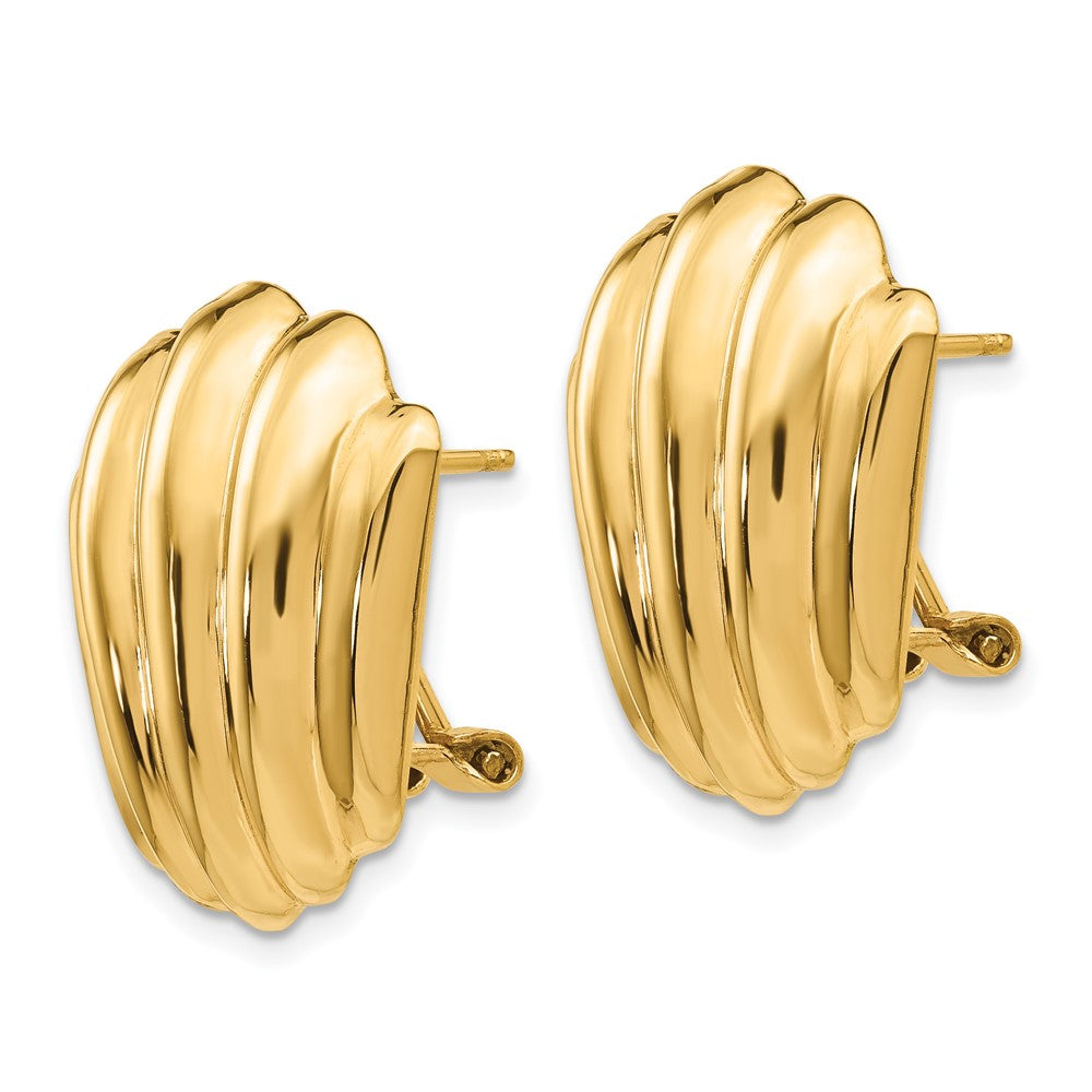 14k Polished Fancy Omega Back Post Earrings