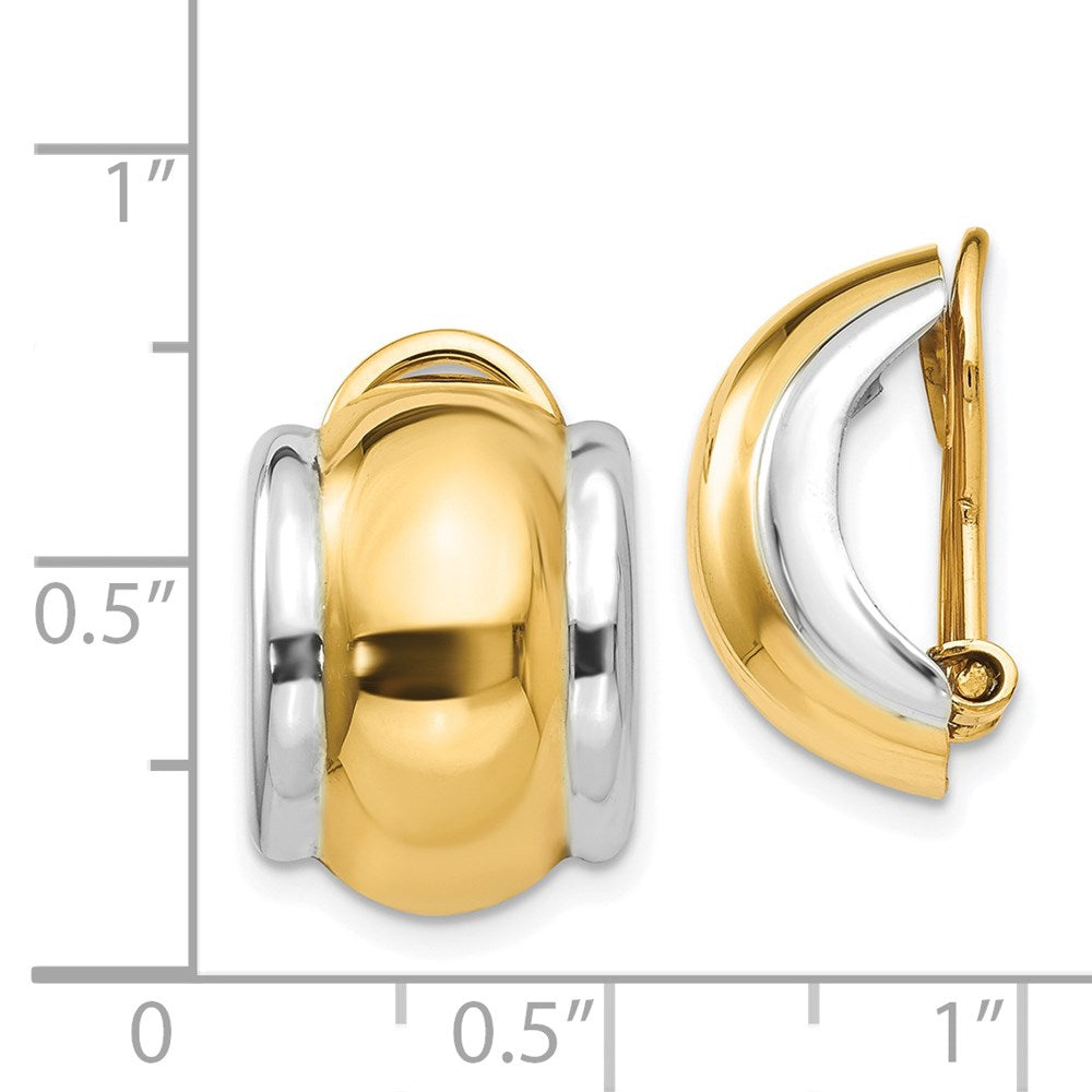 14k with Rhodium Omega Clip Non-pierced Earrings