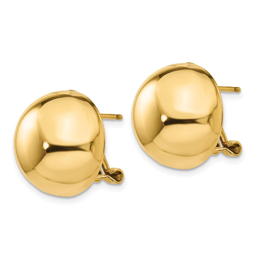 14k Omega Clip 16mm Half Ball Earrings
