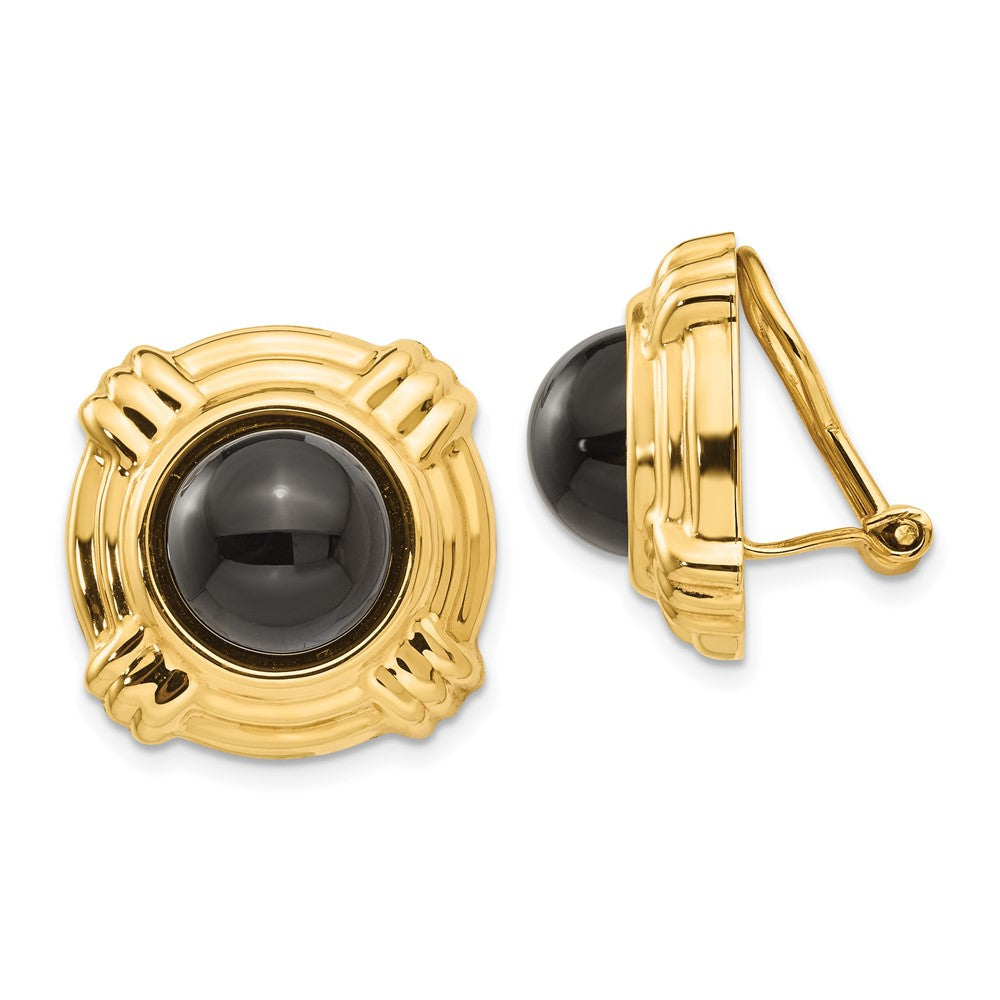 14k Omega Clip Onyx Non-pierced Earrings