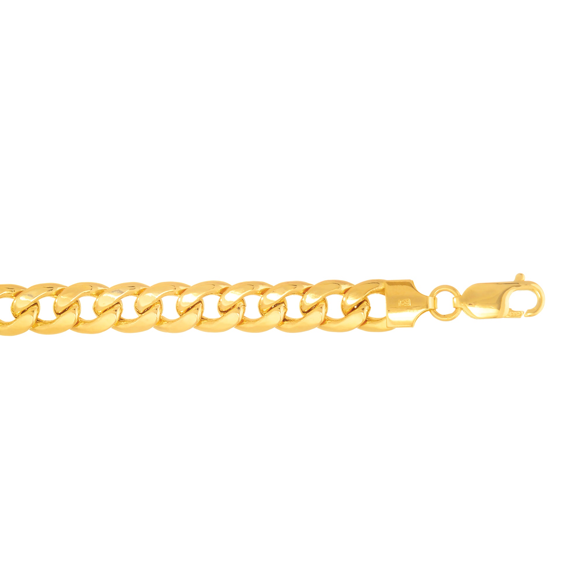 14K Yellow Gold 8mm Semi-Solid Miami Cuban 24" Chain with Lobster Lock