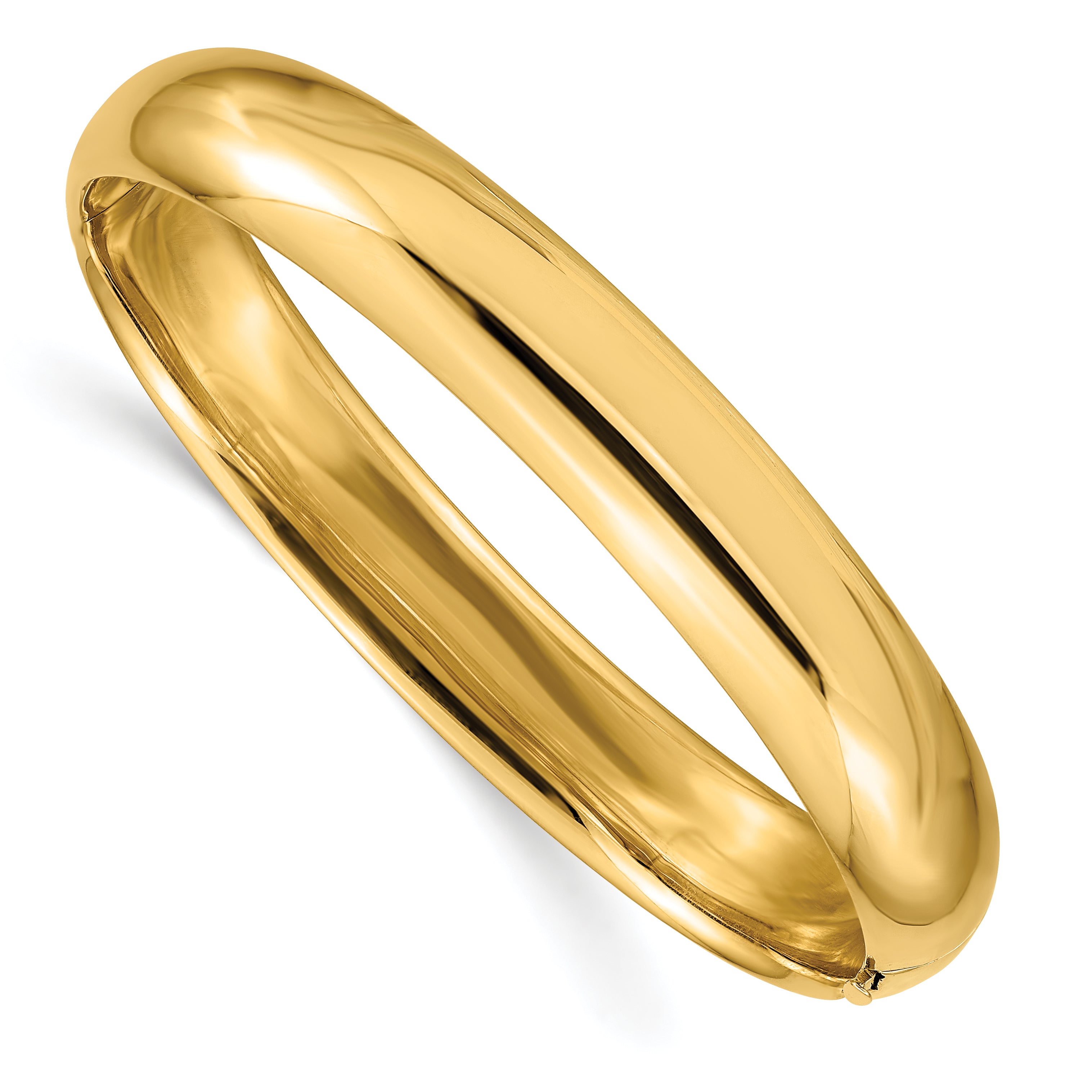 14k 7/16 High Polished 10.00mm Hinged Oval Bangle Bracelet