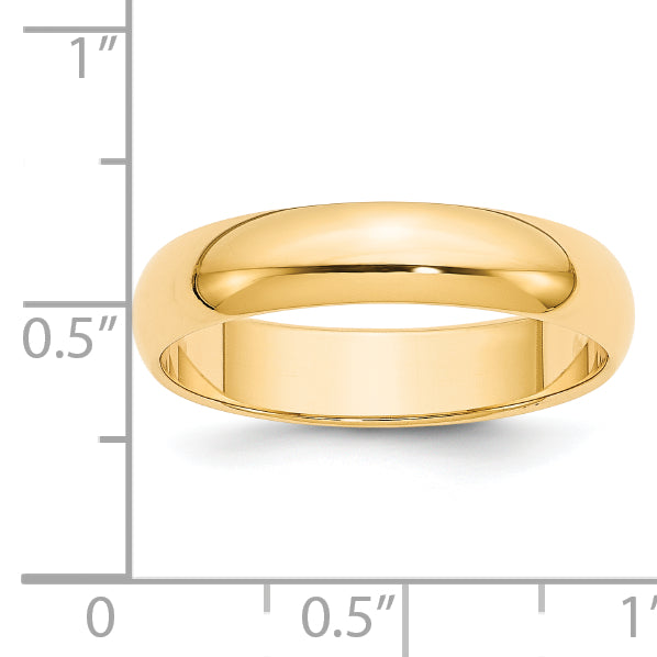 14k Yellow Gold 5mm Half-Round Wedding Band Size 4.5