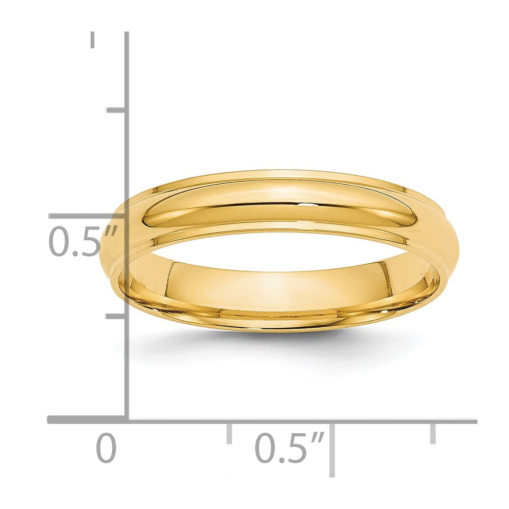14k Yellow Gold 4mm Half Round with Edge Wedding Band Size 12.5
