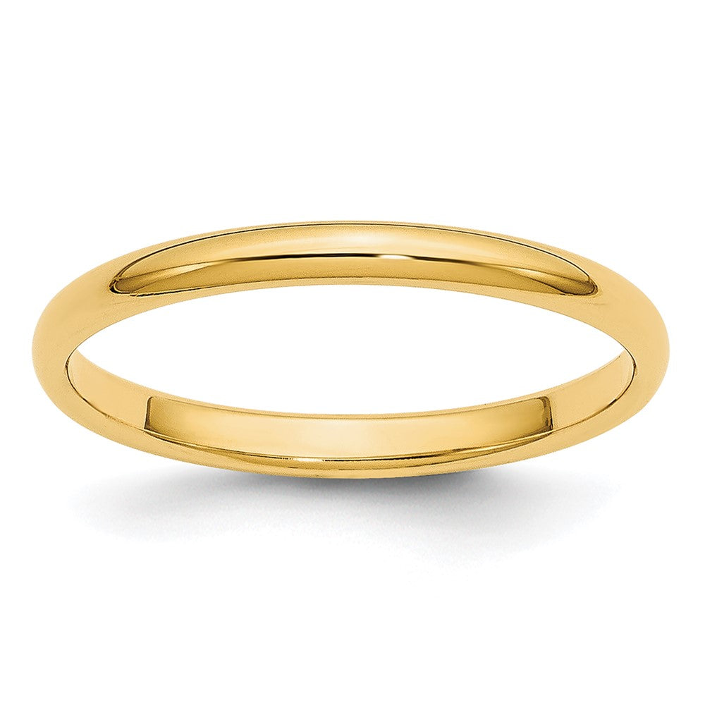 14k Yellow Gold 2mm Lightweight Half Round Wedding Band Size 13