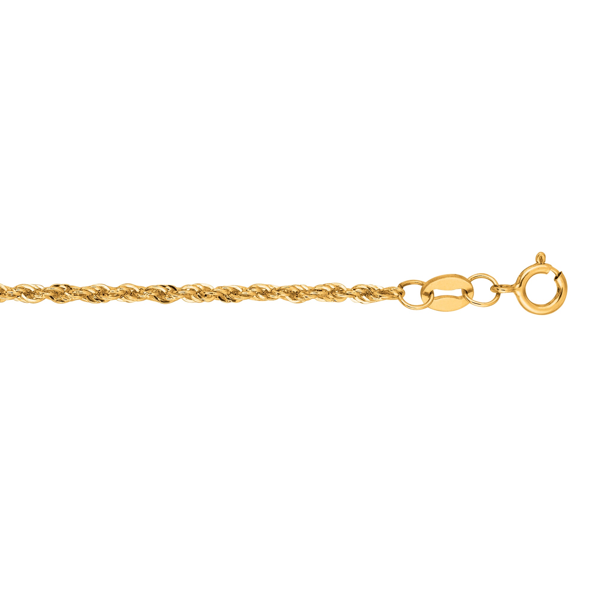 14K Yellow Gold 1.5mm Lite Rope 20" Chain with Lobster Lock