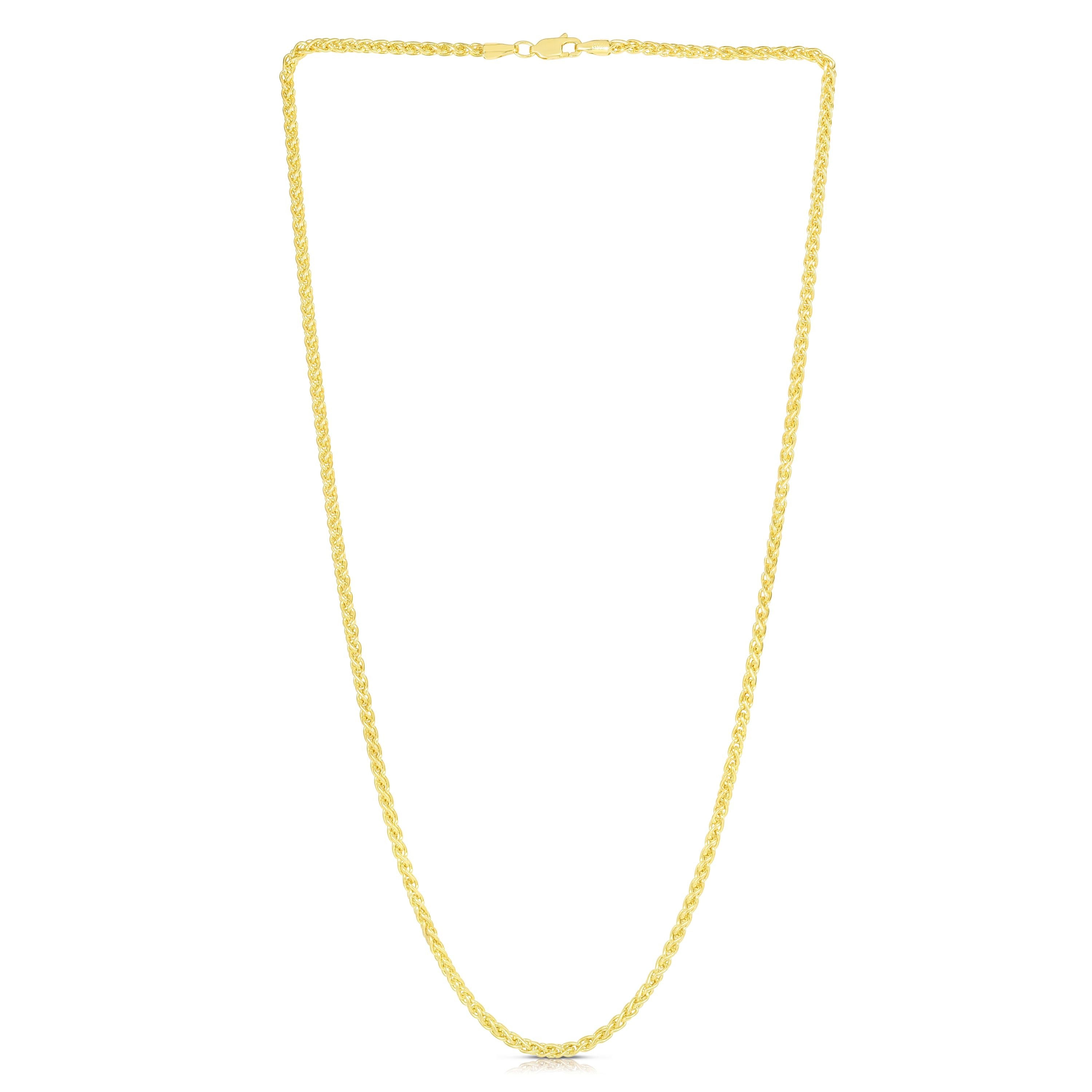 14K Yellow Gold 2.8mm Lite Round Wheat 24" Chain with Lobster Lock