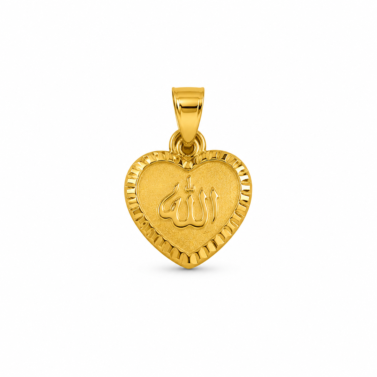 22KT Yellow Gold Allah Heart Shaped Pendant [A1B1]