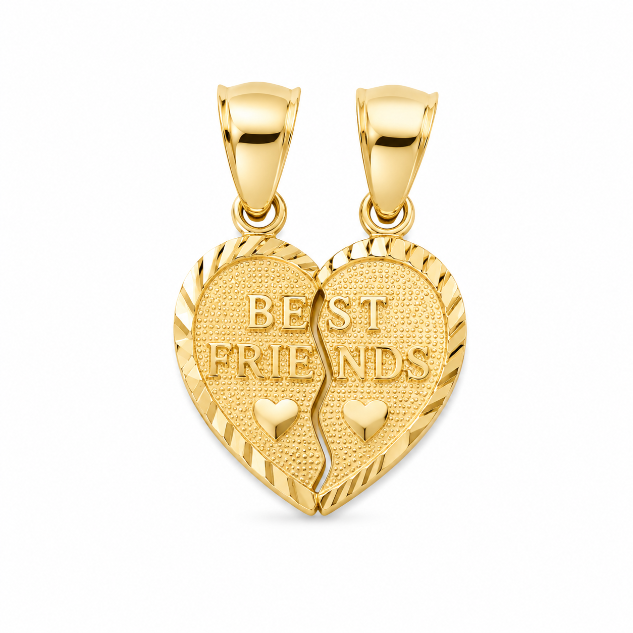 14KT Yellow Gold Best Friend Half Heart Pendant Set [A2B0]