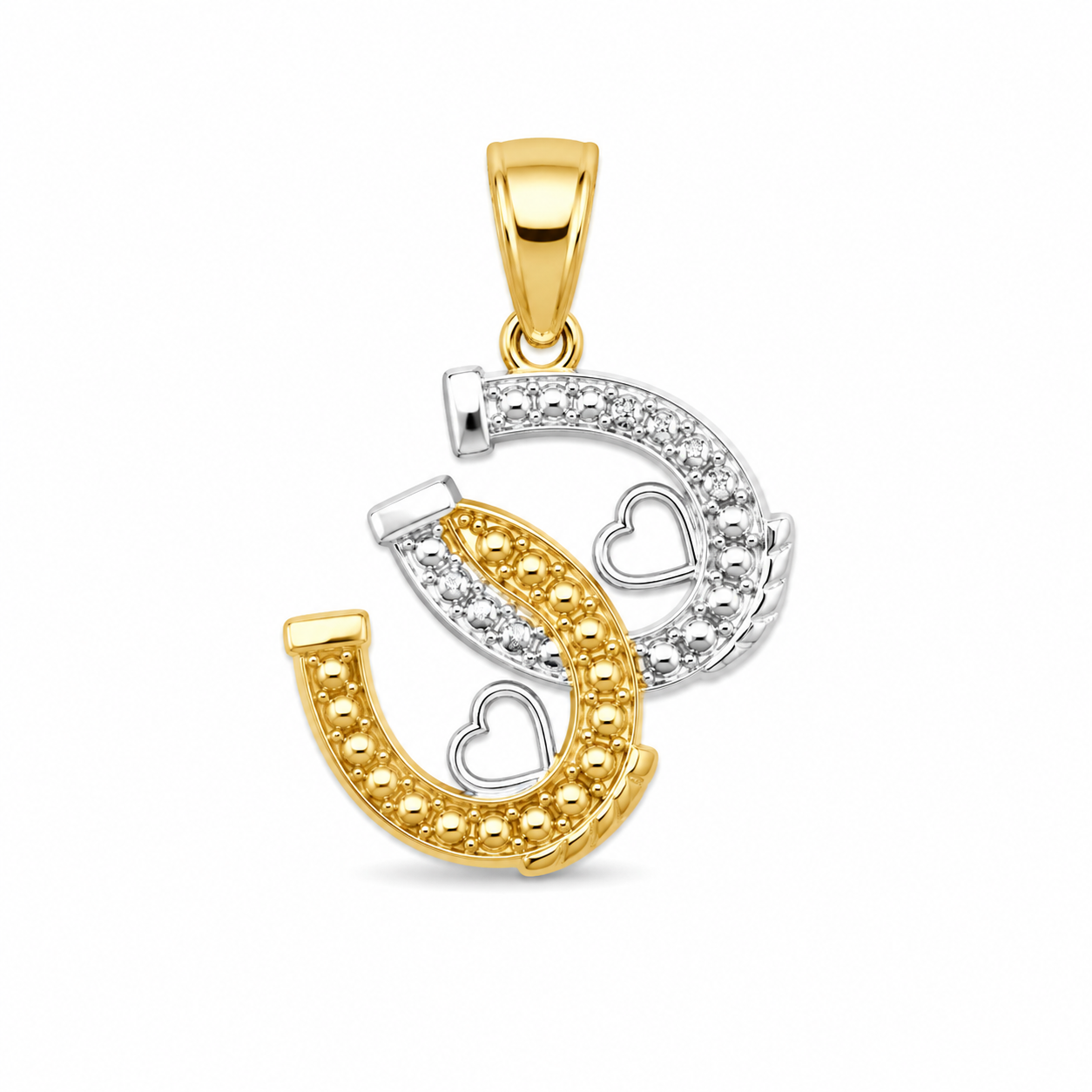 10KT Double Horseshoe Yellow and White Gold Pendant [A2B0]