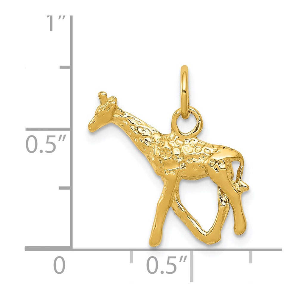 14k Solid Polished 3-D Giraffe Charm