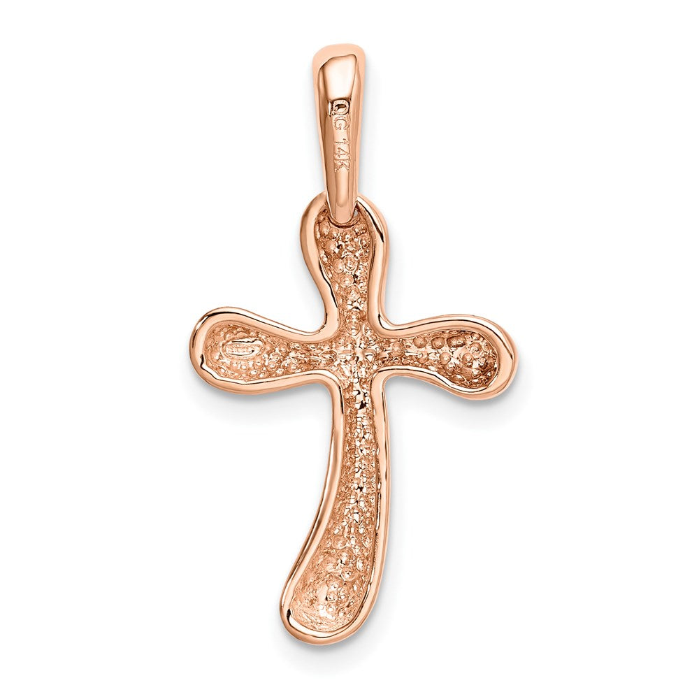 14k Rose Gold Freeform Cross Pendant