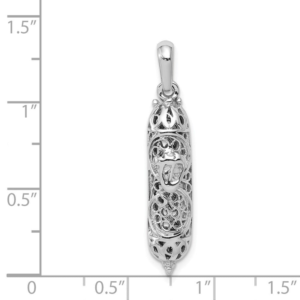 14K White Gold 3D Mezuzah Pendant